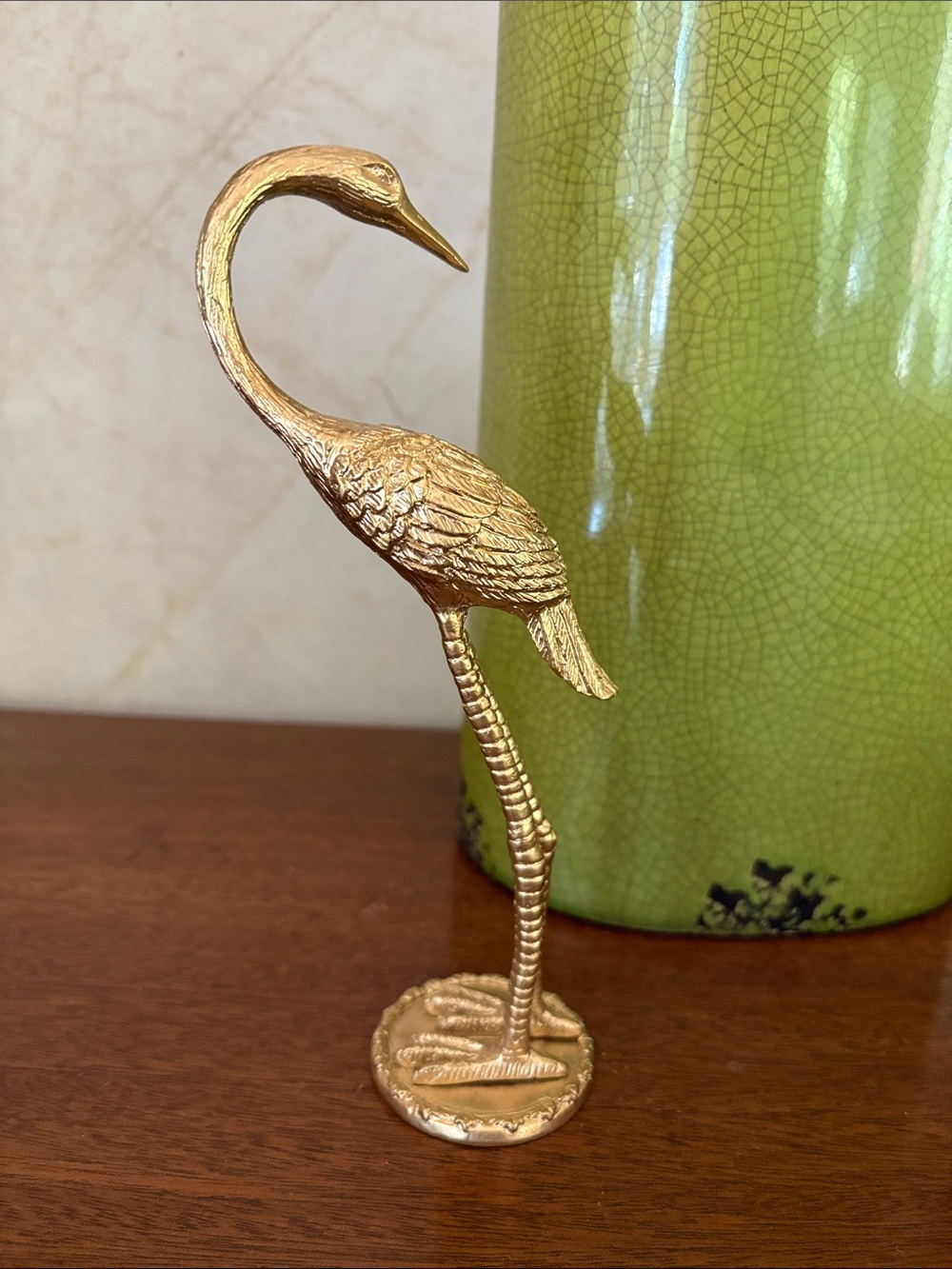 Gold Crane Ibis Egret Bird Figurine Decorative Accent